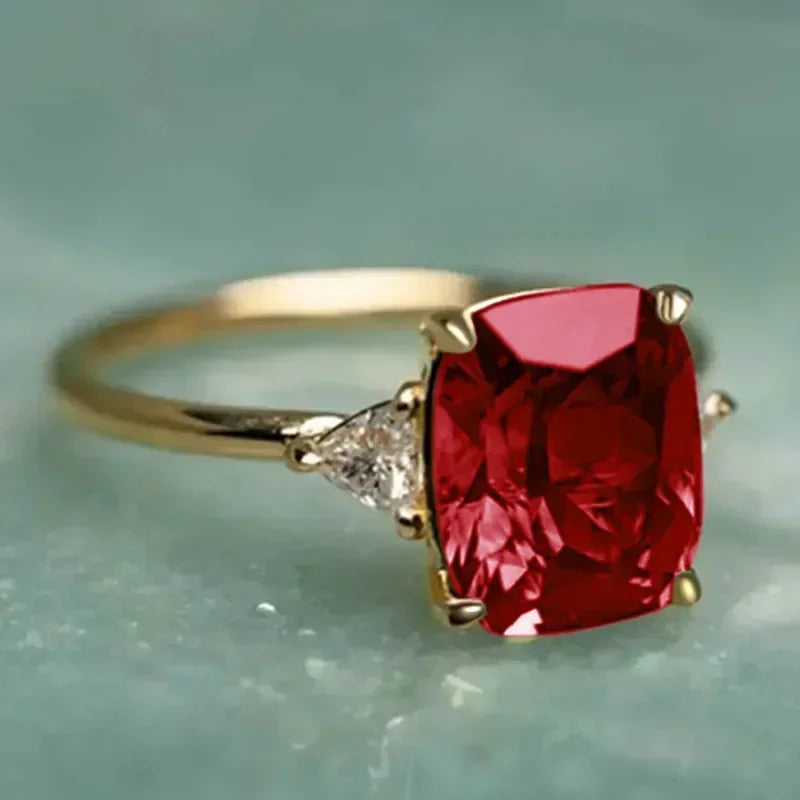 Zenat American Red Cubic Zirconia Ring