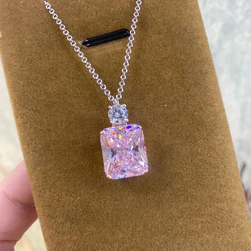 2025 Gorgeous White/Green/Purple/Pink Cubic Zirconia Women Necklace Simple and Elegant Design Female Wedding Trendy Jewelry