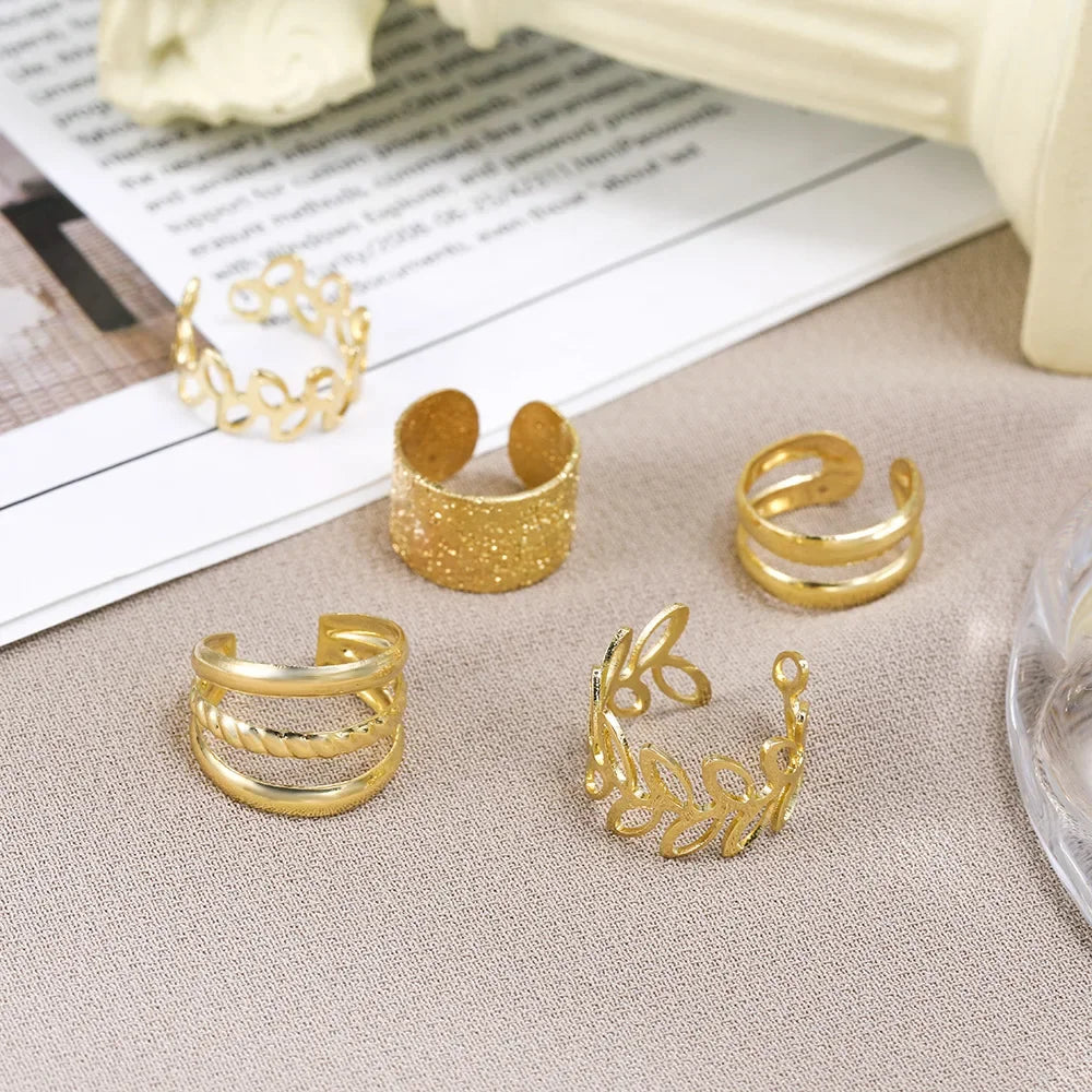 Zenat 5PCS Silver Leaf Clip Earrings – Non-Piercing