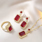 Zenat Exquisite Emerald Necklace Earrings Ring 3 Piece Set