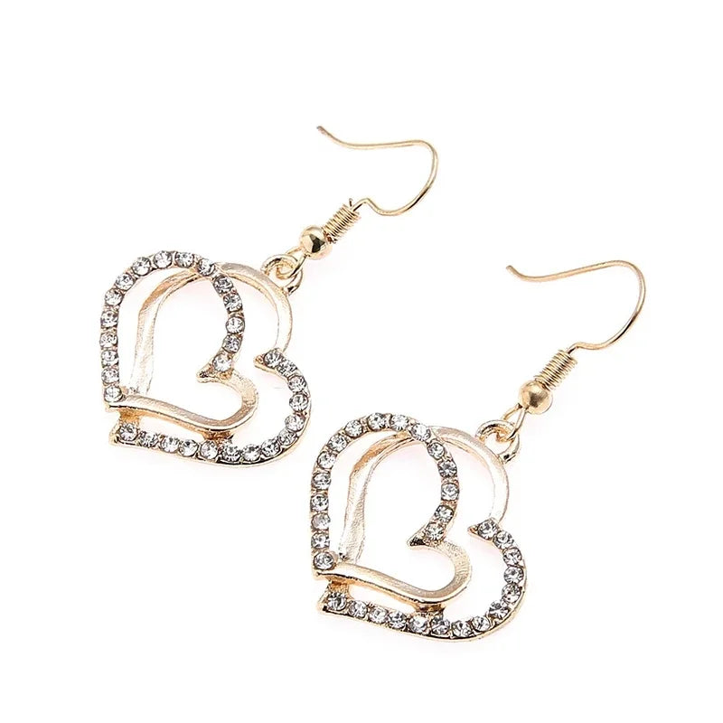 Zenat 3 Pcs Set Heart Shaped Jewelry Set Of Earrings Pendant Necklace