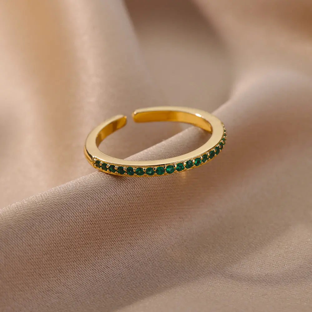 Zenat Mini Green Zircon Adjustable Ring