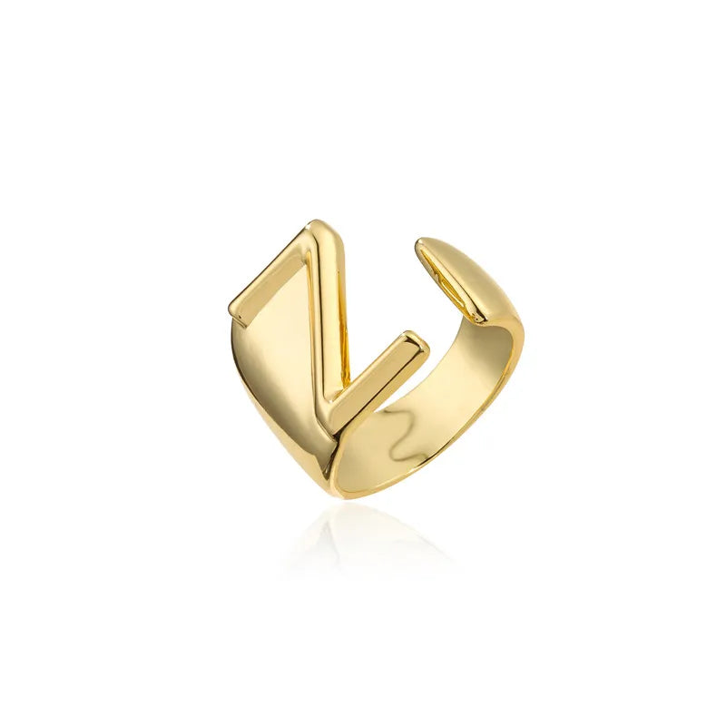 Zenat Letter Adjustable Stainless Steel Ring