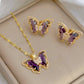 Zenat Cute Micro-Inlaid Butterfly Necklace & Earrings Set