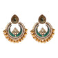 Zenat Retro Green Carved Pearl Tassel Jhumka