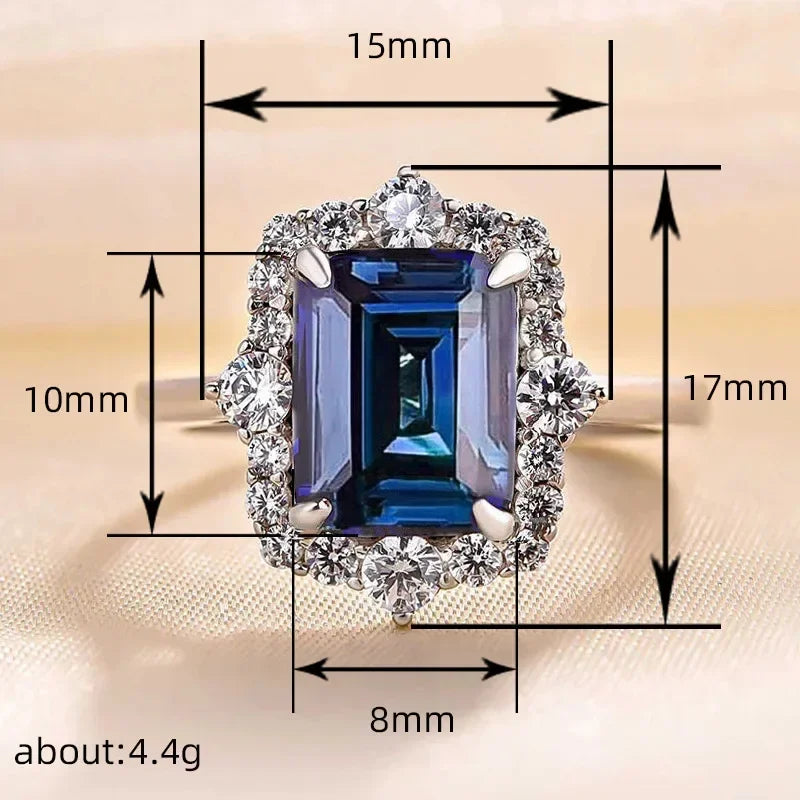 Zenat Blue Cube Zircon Elegant Ring