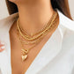 Zenat Link Chain 4Pcs/Set Gold Color Heart Pendant