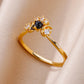 Zenat Gold Zircon Adjustable Stainless Steel Ring