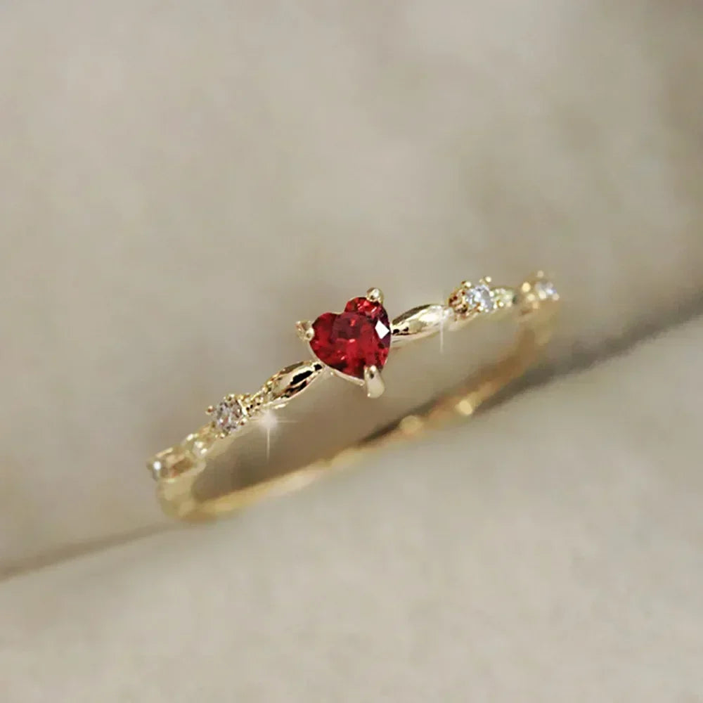 Zenat American Red Cubic Zirconia Ring