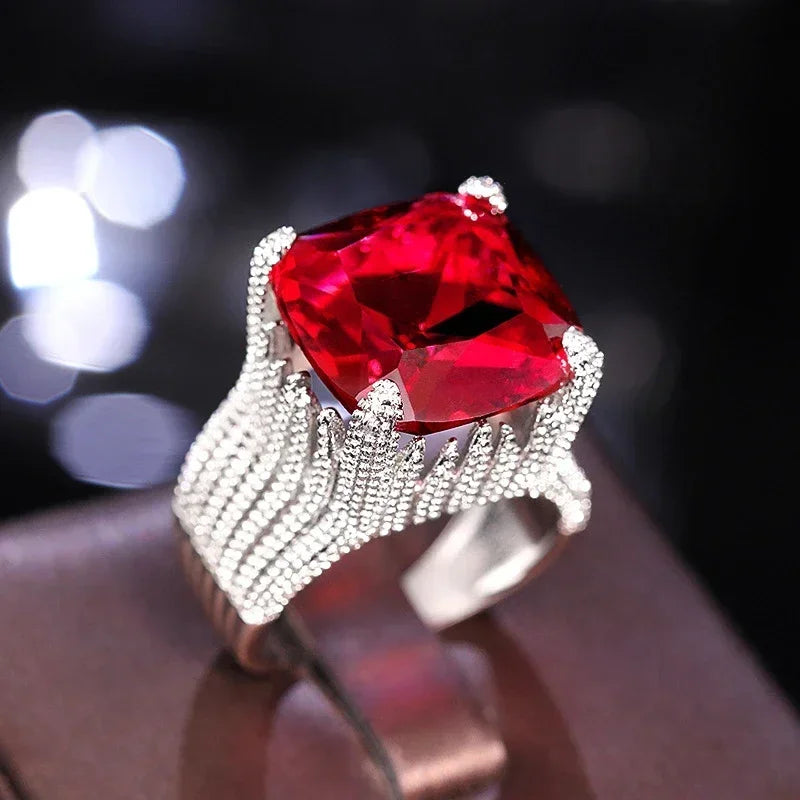 Zenat American Red Cubic Zirconia Ring