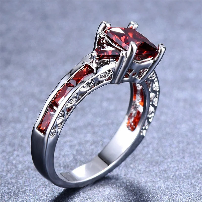 Zenat Princess Square Cut Red Stone