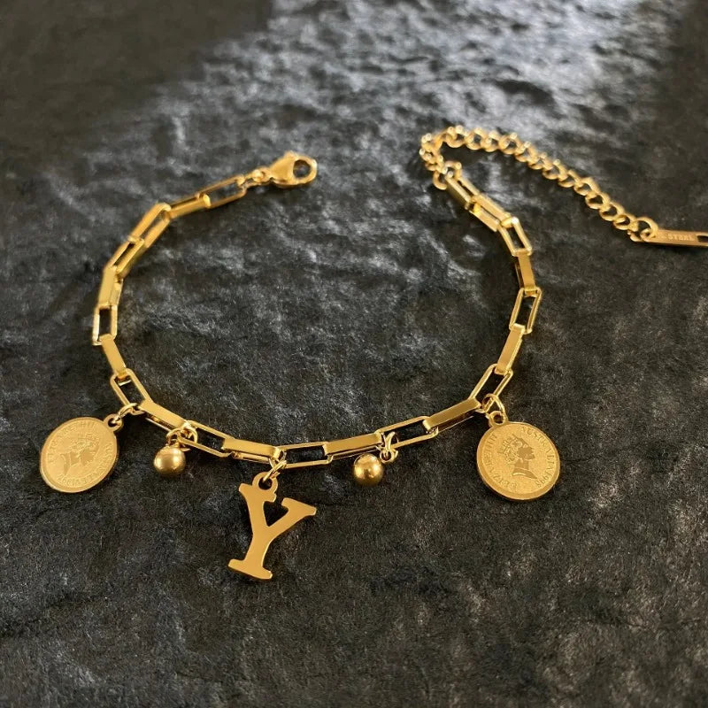 Named Letters 18K Gold-plated Stainless Steel Bracelet