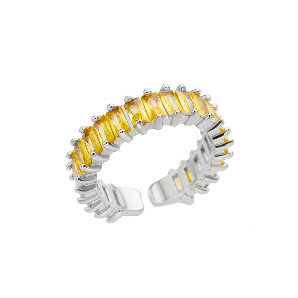 Colorful Cubic Zircon Open Ring For Women Stainless Steel Gold Color Square Rings Bohemian Romantic couple Jewelry Gifts