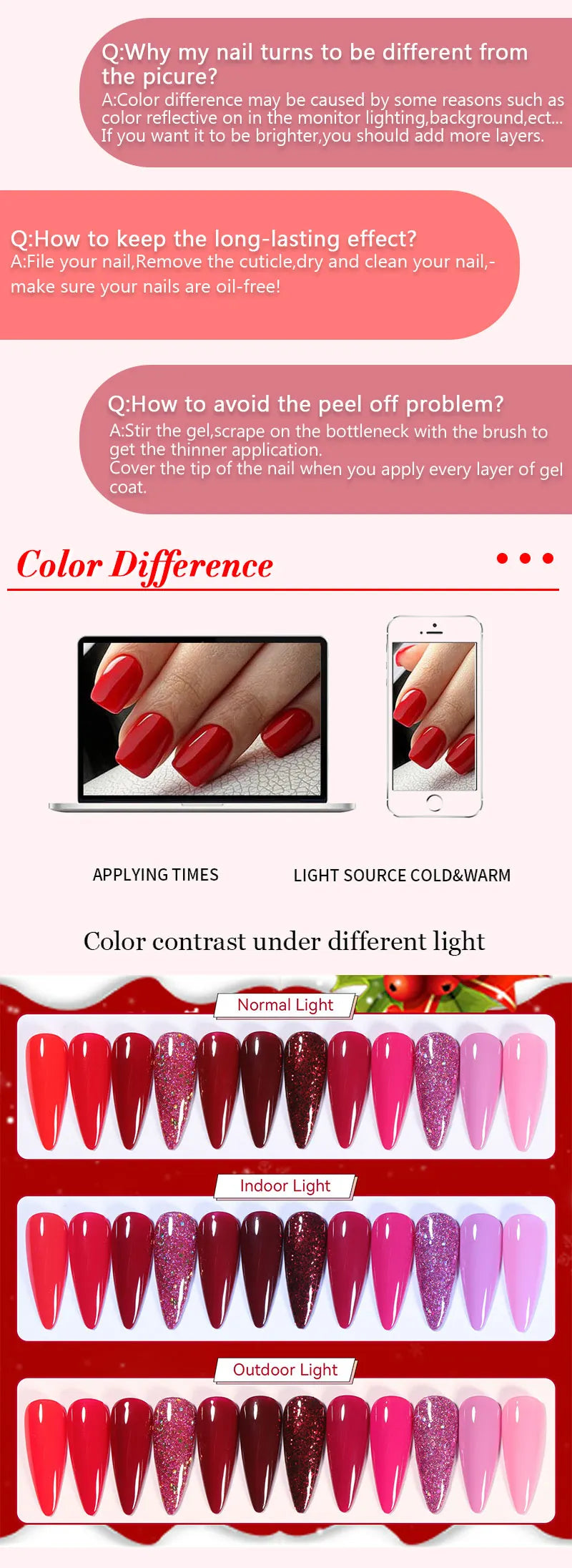 Zenat Red Autumn Winter Gel Nail Polish