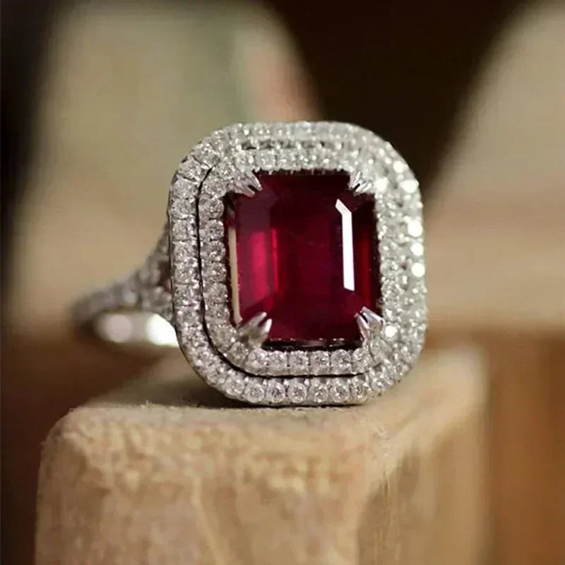 Zenat American Red Cubic Zirconia Ring