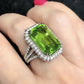 Zenat Green Oval Crystal Party Women's Ring