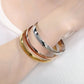 Gold Round Smooth Bangle Waterproof 316L Stainless Steel 18k