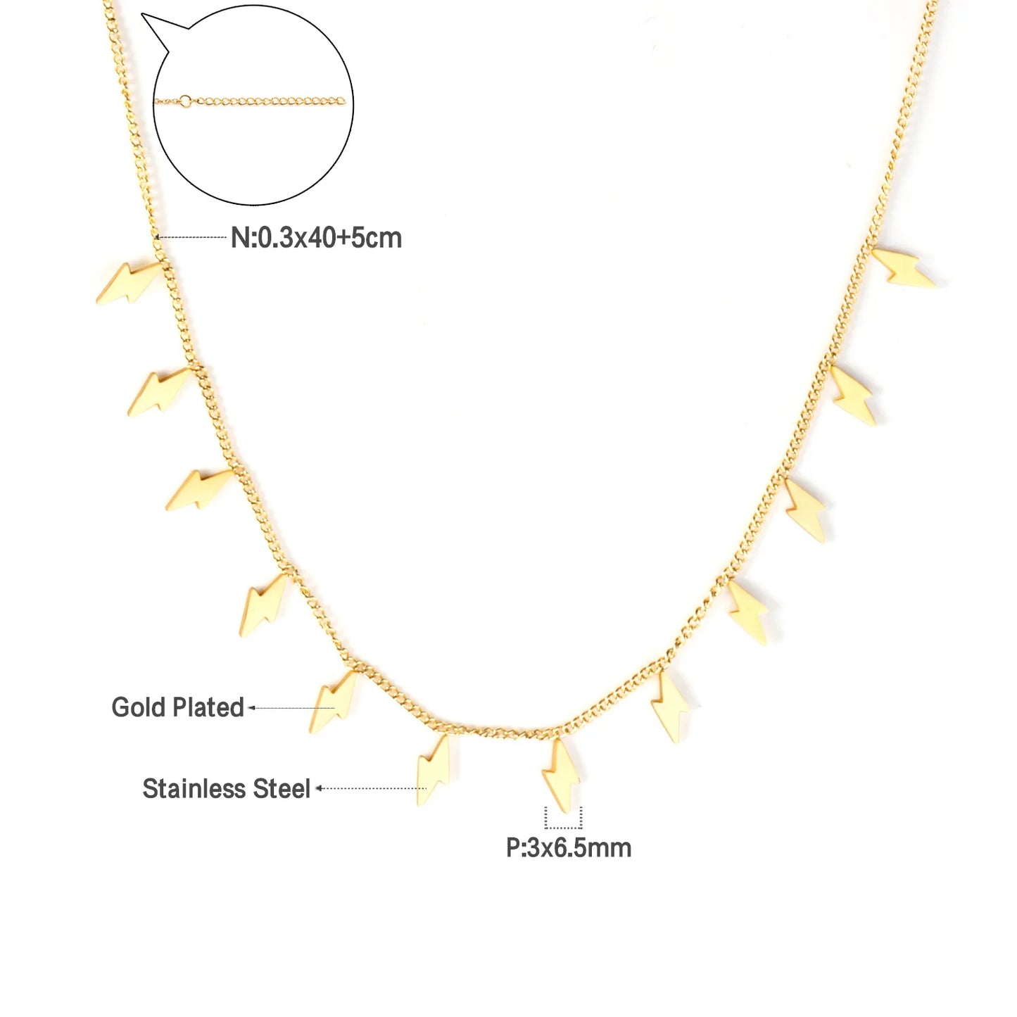 Zenat Golden Chains Necklaces Star Heart Stainless Steel