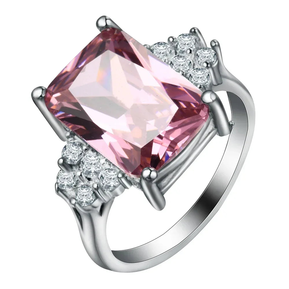 Zenat Pink Zirconia Trendy Sweet and Romantic Engagement Rings
