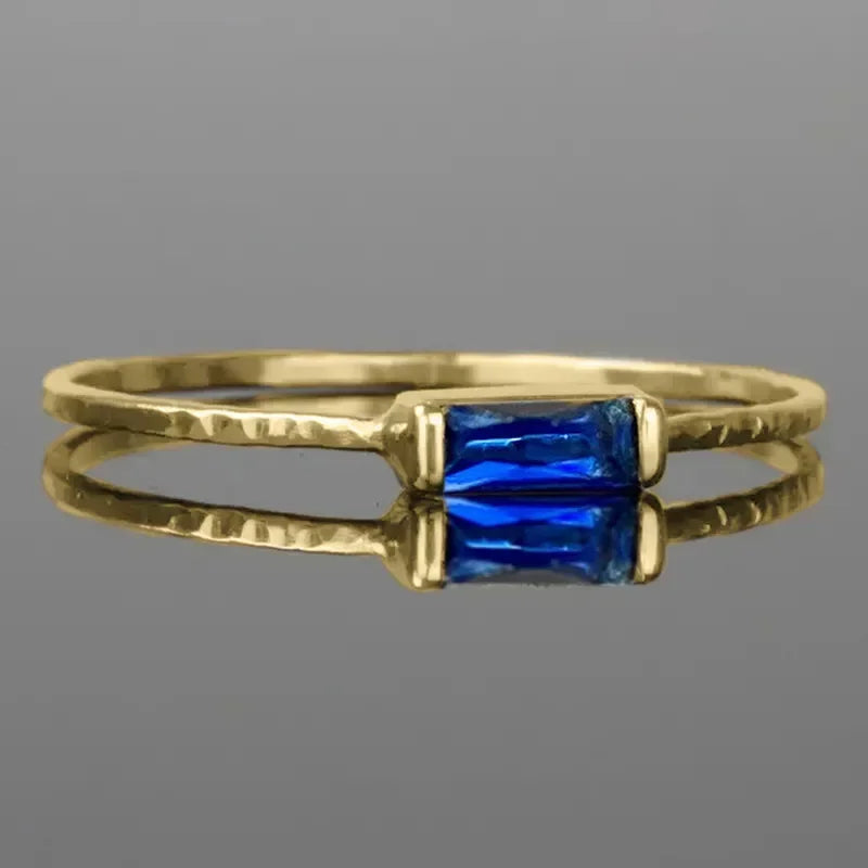 Zenat Blue Cube Zircon Elegant Ring