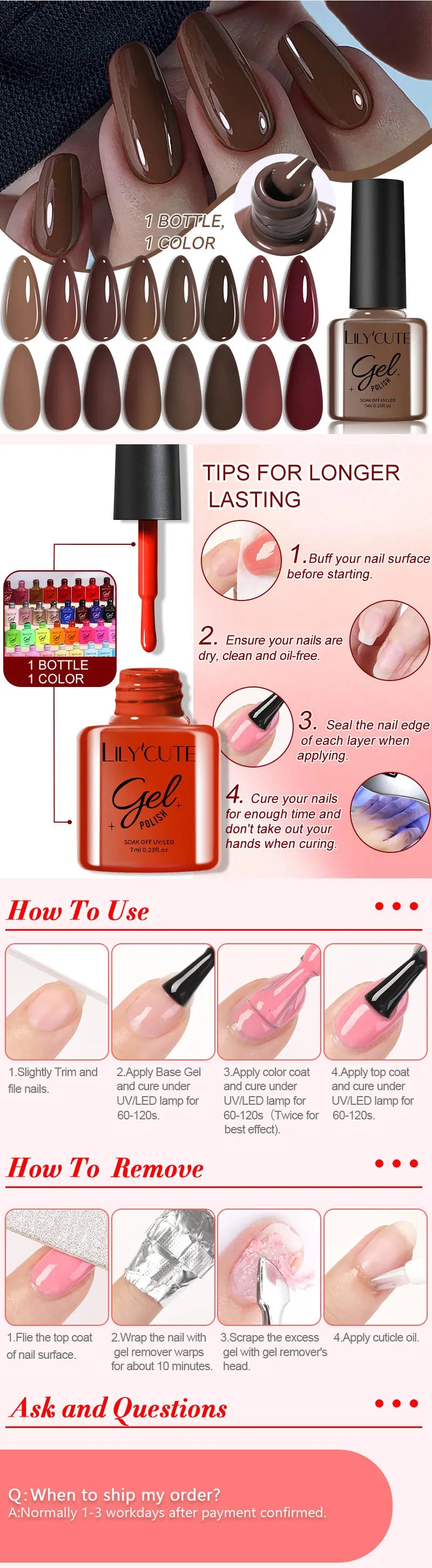 Zenat Red Autumn Winter Gel Nail Polish