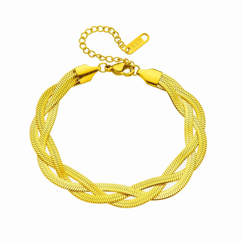 Zenat Stainless Steel Crossover Chain Necklace Bracelet