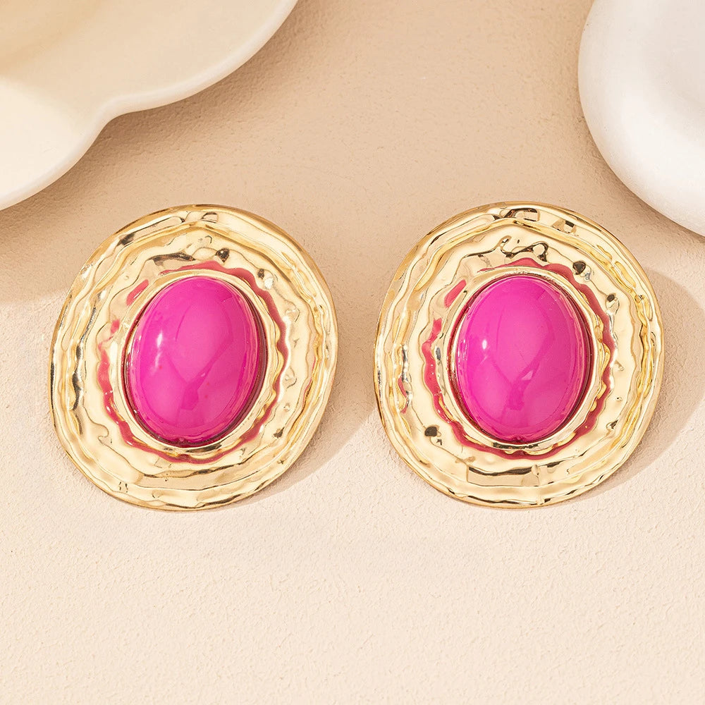 Zenat Round Geometric Stud Earrings – Women Party Gift