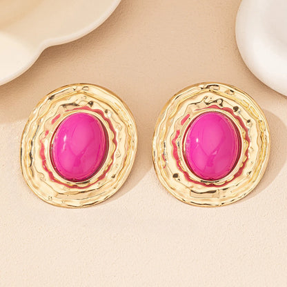 Zenat Round Geometric Stud Earrings – Women Party Gift