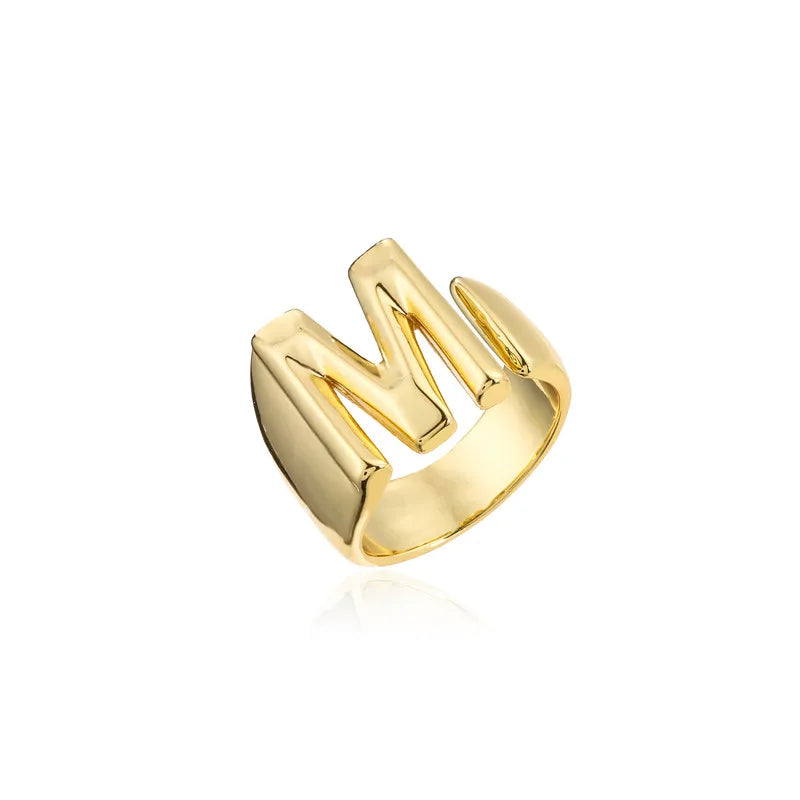 Zenat Letter Adjustable Stainless Steel Ring
