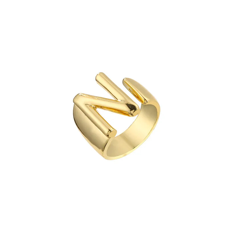 Zenat Letter Adjustable Stainless Steel Ring
