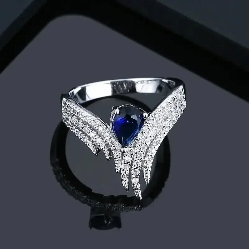 Zenat Blue Cube Zircon Elegant Ring
