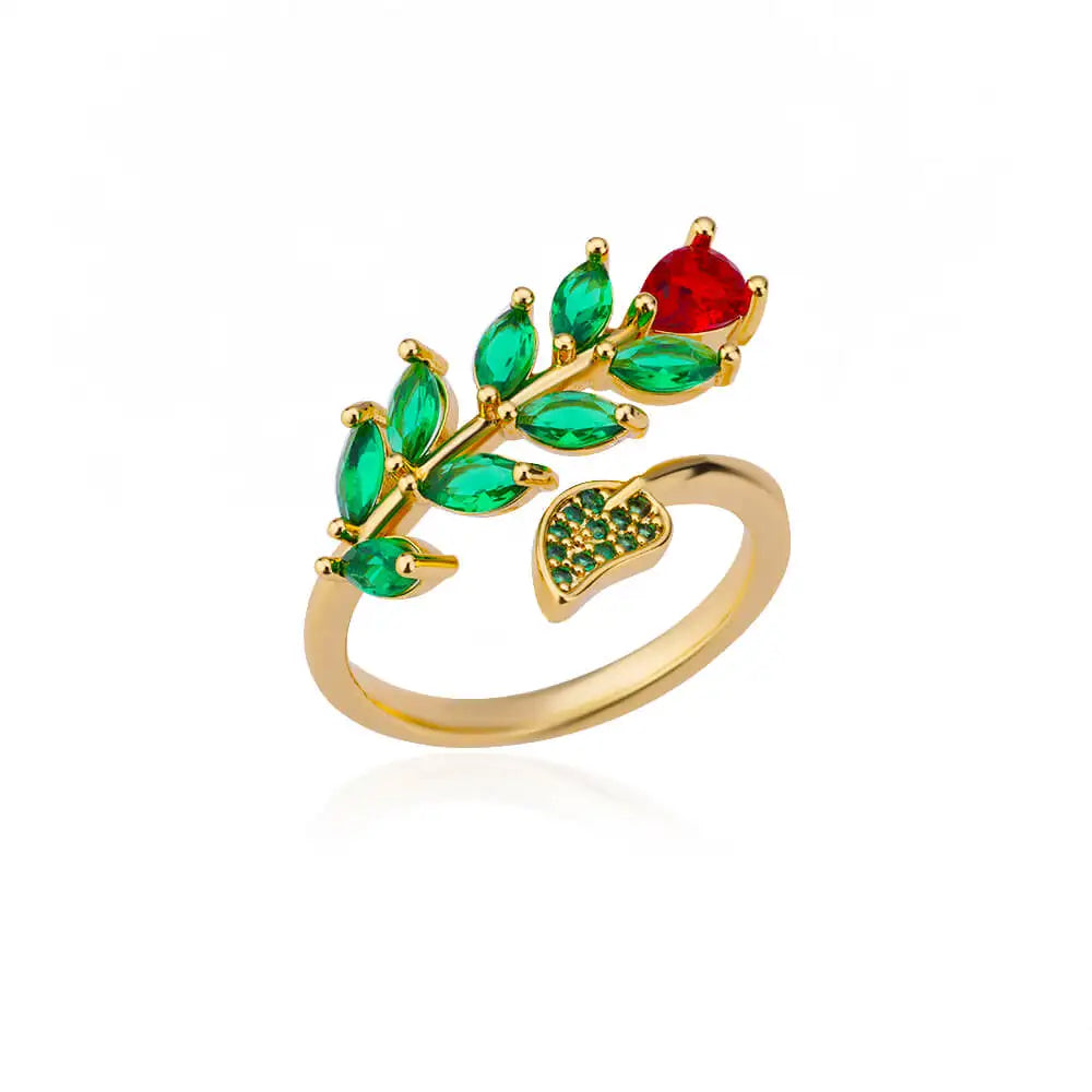 Zircon Flower Leaf Rings for Women Shine Opening Stainless Steel Ring 2024 Trend Luxury Wedding Jewelry Free Shipping anillos