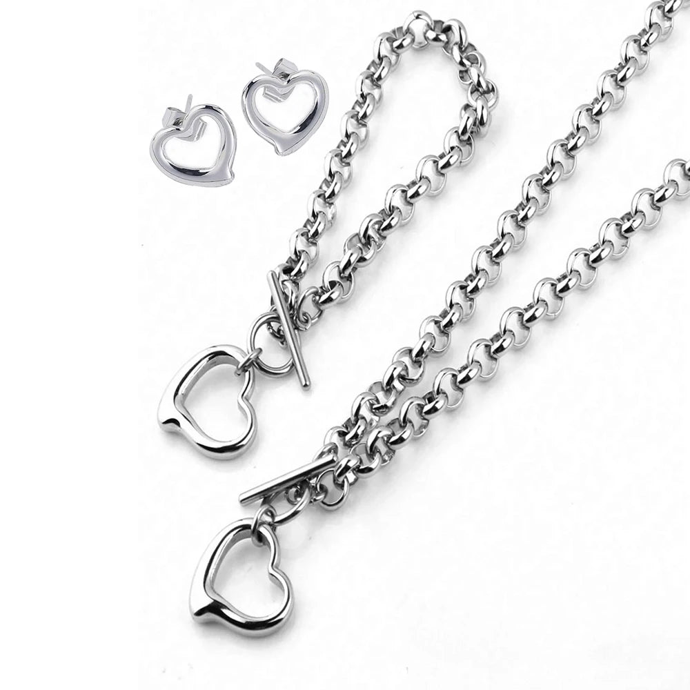 Zenat Love Stainless Steel Bracelet & Necklace Set