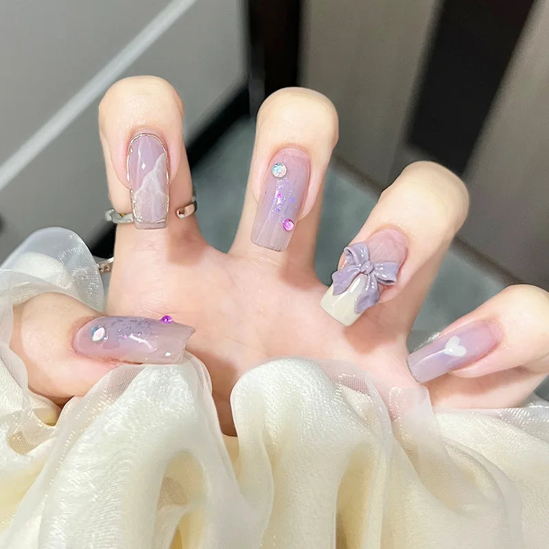 Zenat 24Pcs Glitter Diamond Press-On Nails