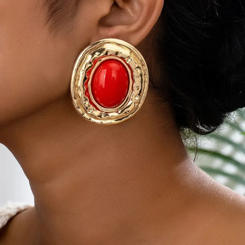 Zenat Round Geometric Stud Earrings – Women Party Gift