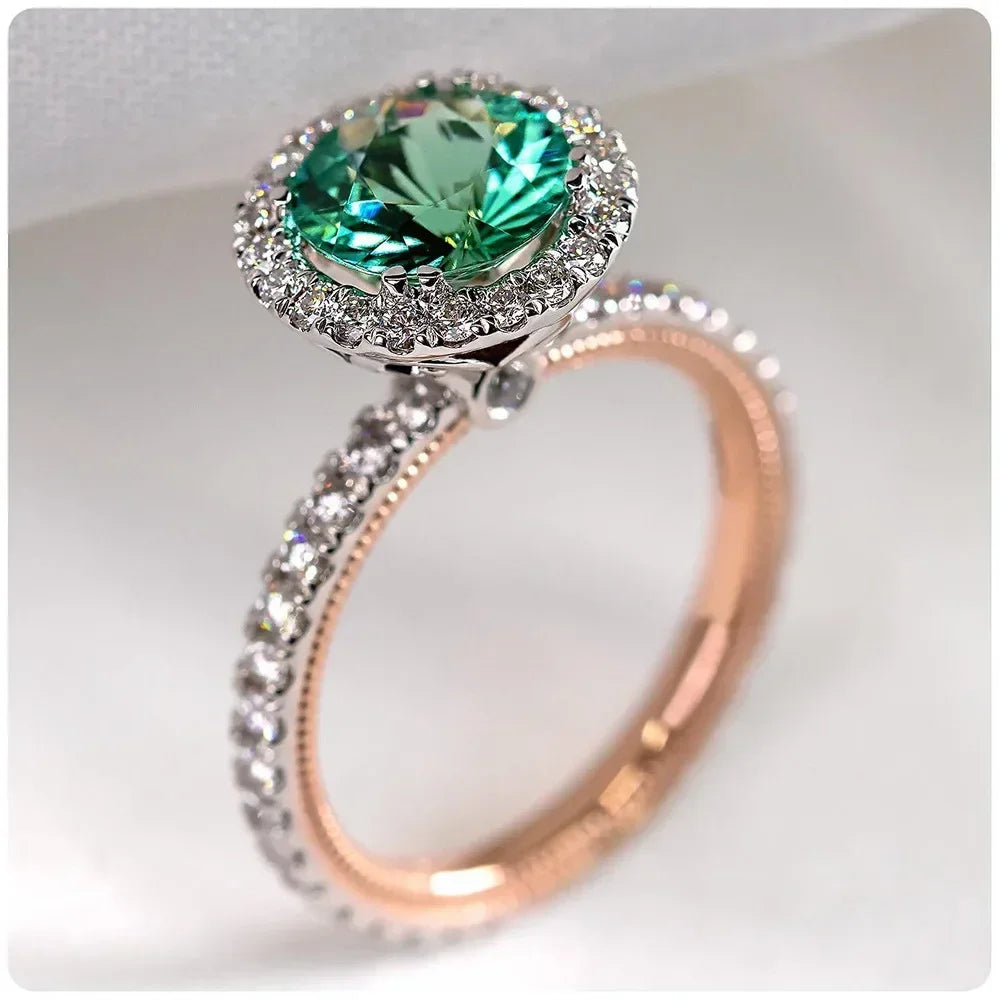 2025 New Luxury High End Party Women's Ring Bright Green Oval Crystal Noble  Retro Style Accessories Gorgeous Gift