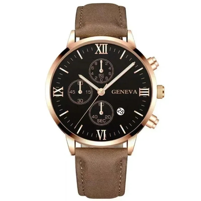 Zenat Geneva Wristwatch Alloy Case Leather