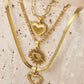Zenat 3 Pcs Heart Pendant Chain Layered Necklace Set