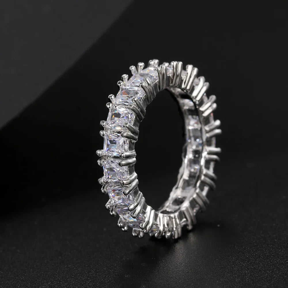 Luxury Female White Crystal Stone  Ring Irregular Zirconia Wedding Rings for Women Trendy Geometric Zircon Engagement Ring