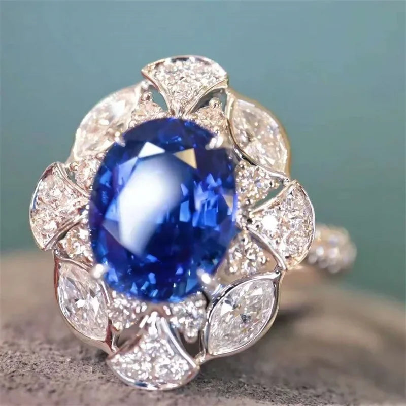 Zenat Blue Cube Zircon Elegant Ring