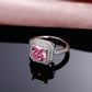 Zenat Pink Sparkling Zircon Princess Square Ring