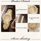Zenat Golden Watch Ring Necklace Earrings Rhinestone Set