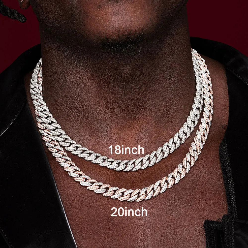 10mm Diamond Cuban Link Chain White Gold/18K Gold Plated Bling 5A+ CZ Necklace Rapper Hip Hop Luxury Jewelry for Men and Women
