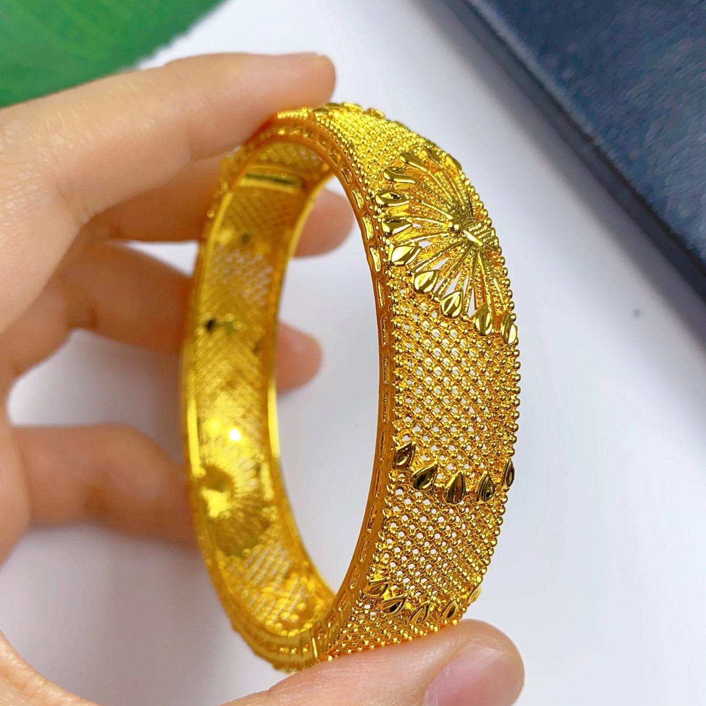 Bridal 24k Gold Color Round Bangles Adjustable