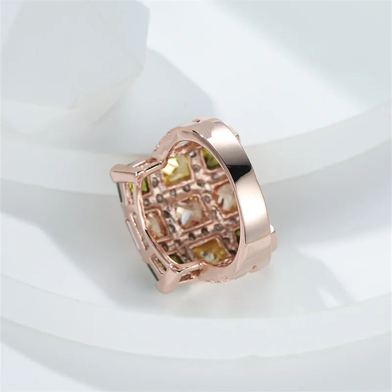 Multicolor Zircon Large Square Rings For Women