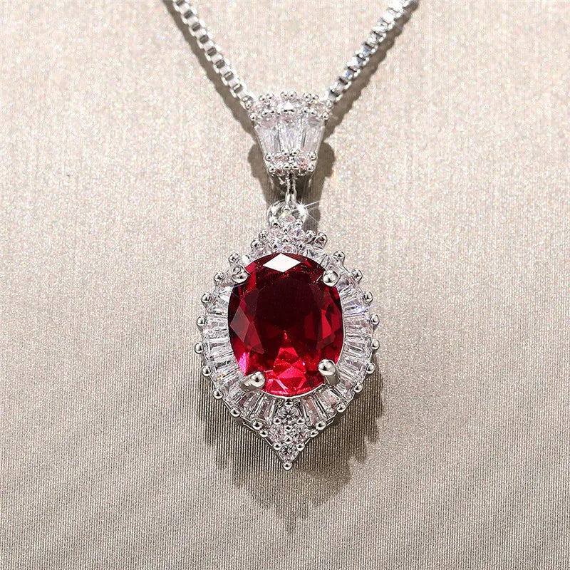 2025 Gorgeous White/Green/Purple/Pink Cubic Zirconia Women Necklace Simple and Elegant Design Female Wedding Trendy Jewelry