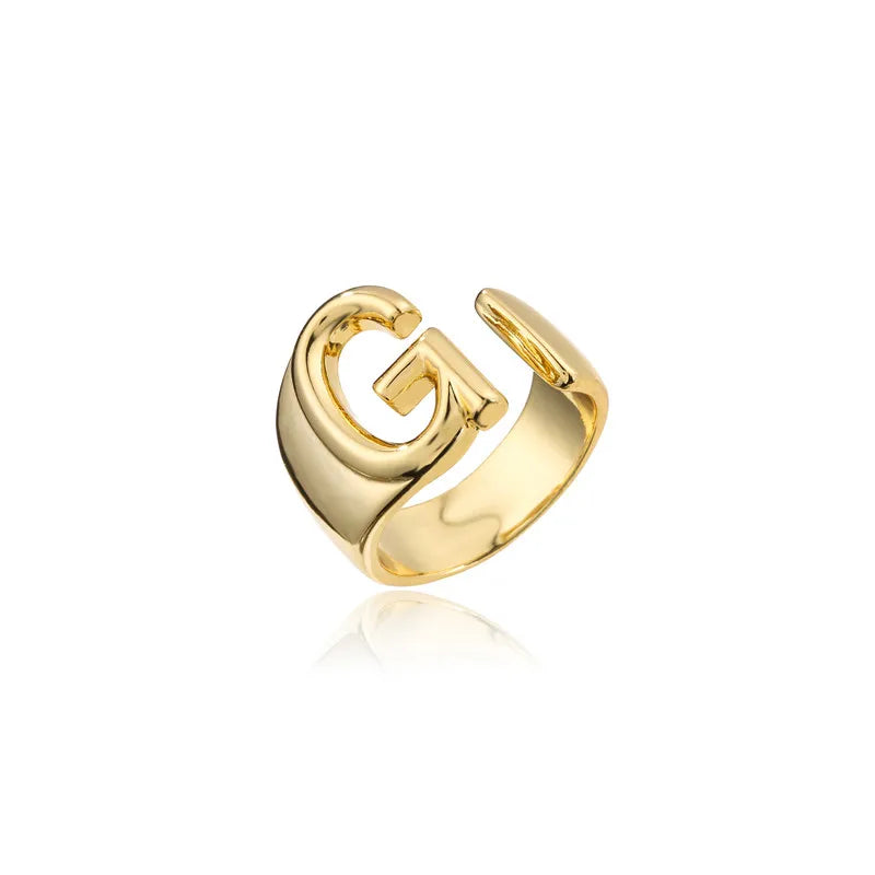 Zenat Letter Adjustable Stainless Steel Ring