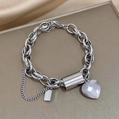 Lobster Heart Lock Stainless Steel Bracelet Gold Plated