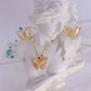 Zenat Cute Micro-Inlaid Butterfly Necklace & Earrings Set