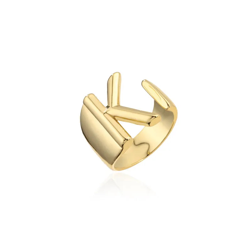 Zenat Letter Adjustable Stainless Steel Ring